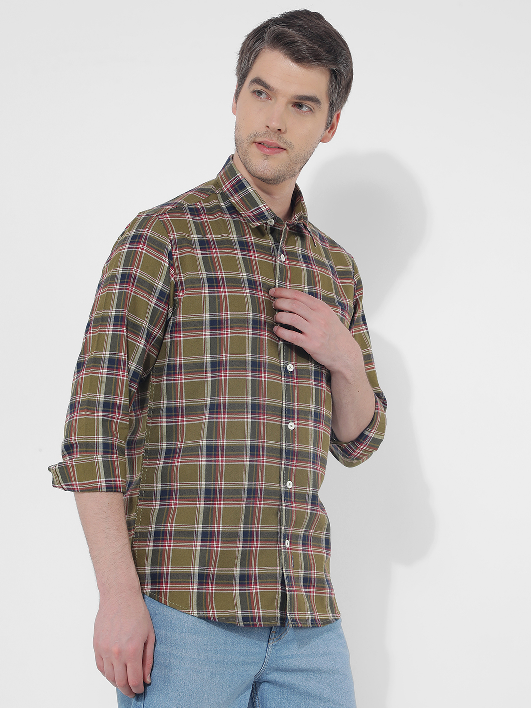 Numero Uno Men Checkered Green Shirt